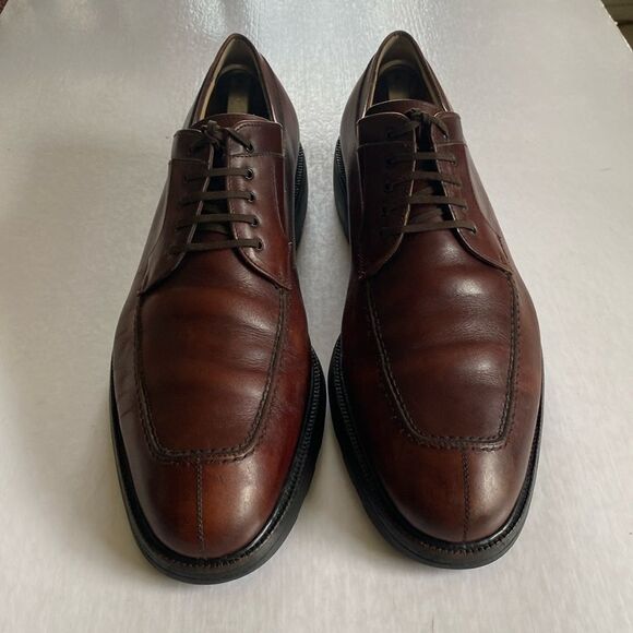 Salvatore Ferragamo Men’s Brown Chunky Split Toe Lug Sole Derby Shoes Size 10.5 - Picture 1 of 9
